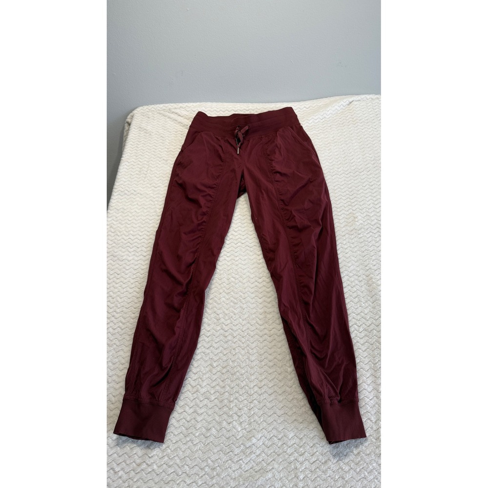 Lululemon Dance Studio Jogger burgundy Pinstripe Swift Pants Womens 6